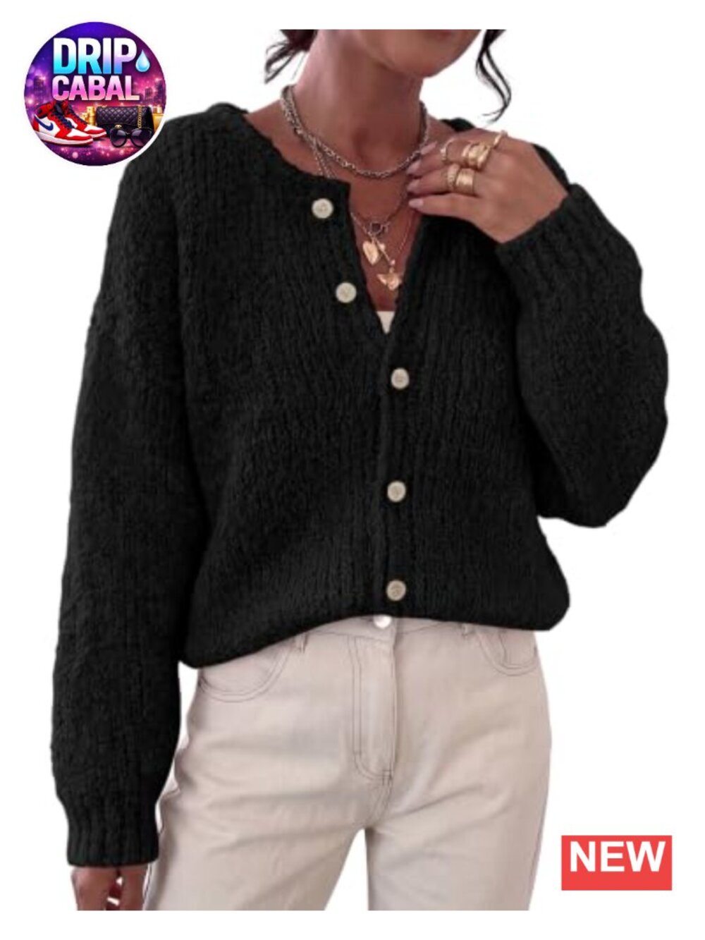 Women's Chunky Knit Cardigan Sweater Long Sleeve Button Down Cozy